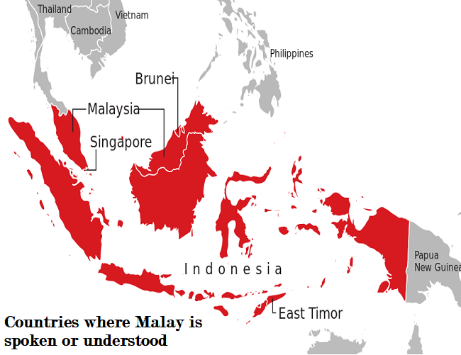 Countries where Malay language is spoken or understood